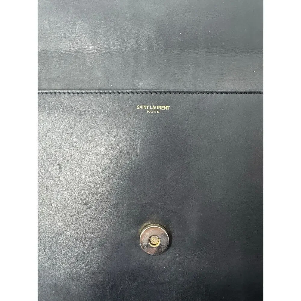 Saint Laurent Betty Clous Studded Medium Flap Shoulder Bag Black Leather